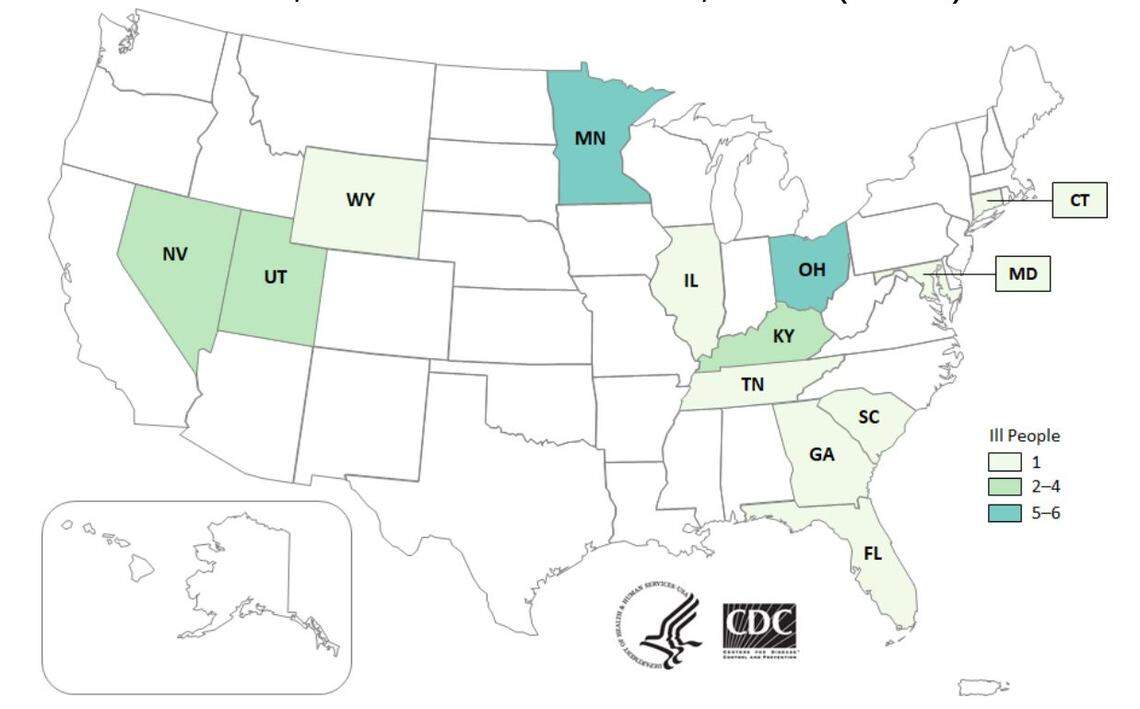 An outbreak of a drug-resistant infection has sickened people in 13 states, public health officials said.