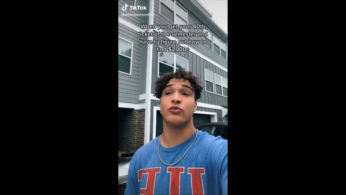 Gators safety Donovan McMillon, a sophomore, posted a now-deleted video on TikTok showing himself throwing a parking ticket in frustration atop a pile of tickets on the hood of his car last year.