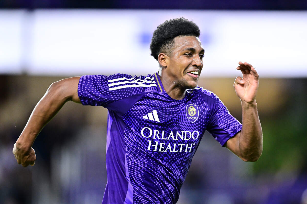 ORLANDO, FLORIDA - MARCH 01: Alex Freeman #30 of Orlando City celebrates after scoring the team's second goal during the MLS match between Orlando City and Toronto FC at Inter&Co Stadium on March 01, 2025 in Orlando, Florida. (Photo by Julio Aguilar/Getty Images)