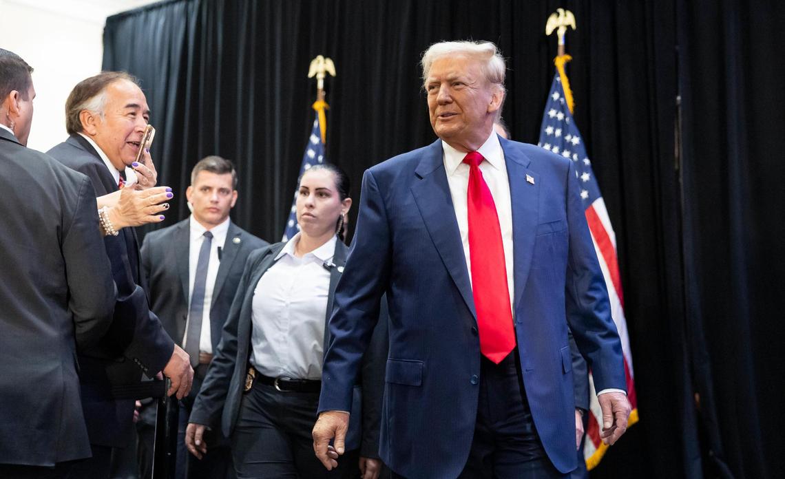 President Donald Trump during an October 2024 visit to the Trump National Doral Miami, the golf resort he owns in Miami-Dade County. The resort is a short drive to Florida International University’s main campus, which could be a contender for a future Trump library.