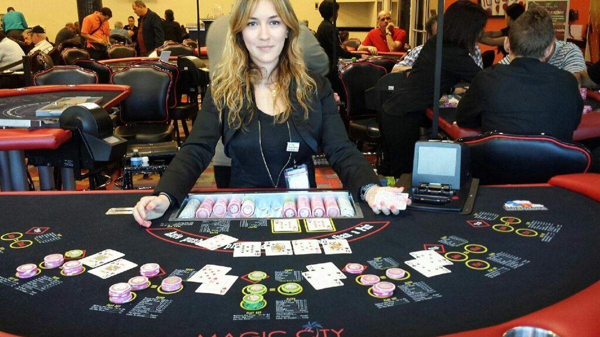 A poker dealer at Magic City Casino.