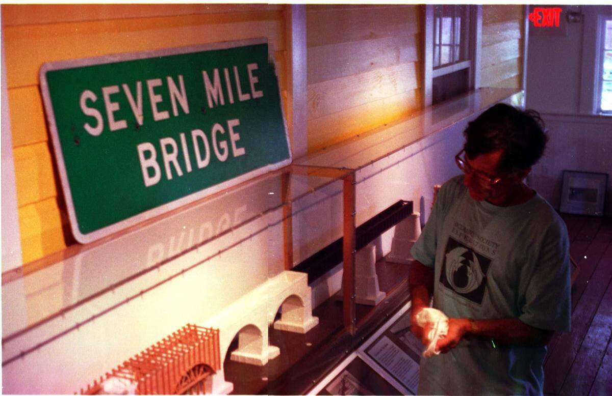 A model of the Seven Mile Bridge at the Pigeon Key Museum.