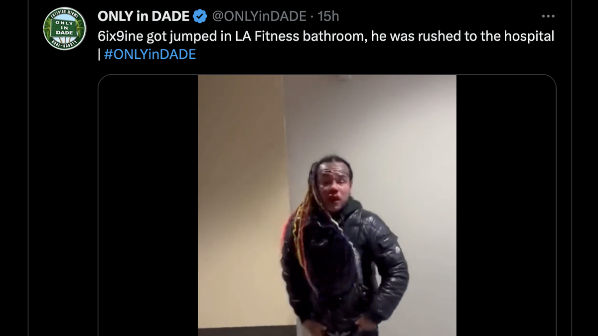 Rapper Tekashi 6ix9ine was hurt after getting beaten at a LA Fitness in Palm Beach County Tuesday. Deputies say he had non-life threatening injures.
