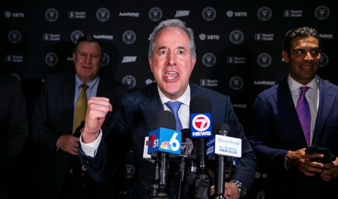 Inter Miami co-owner Jorge Mas reacts after city officials voted to approve the lease for Miami Freedom Park during a special meeting at Miami City Hall in Coconut Grove, Florida on Thursday, April 28, 2022.