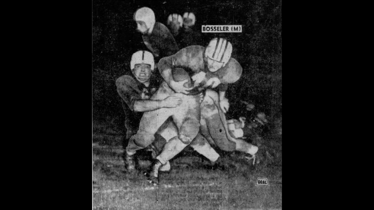 Miami Hurricanes fullback Don Bosseler runs for a touchdown in UM’s win over Alabama on Nov. 19, 1954.