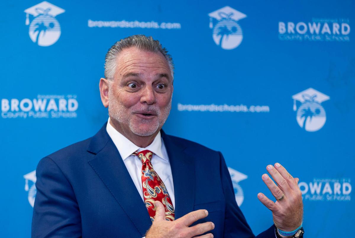 Broward County School Board superintendent Peter Licata speaks during a press conference at the Kathleen C. Wright Building on Tuesday, Nov. 14, 2023, in Fort Lauderdale, Fla.