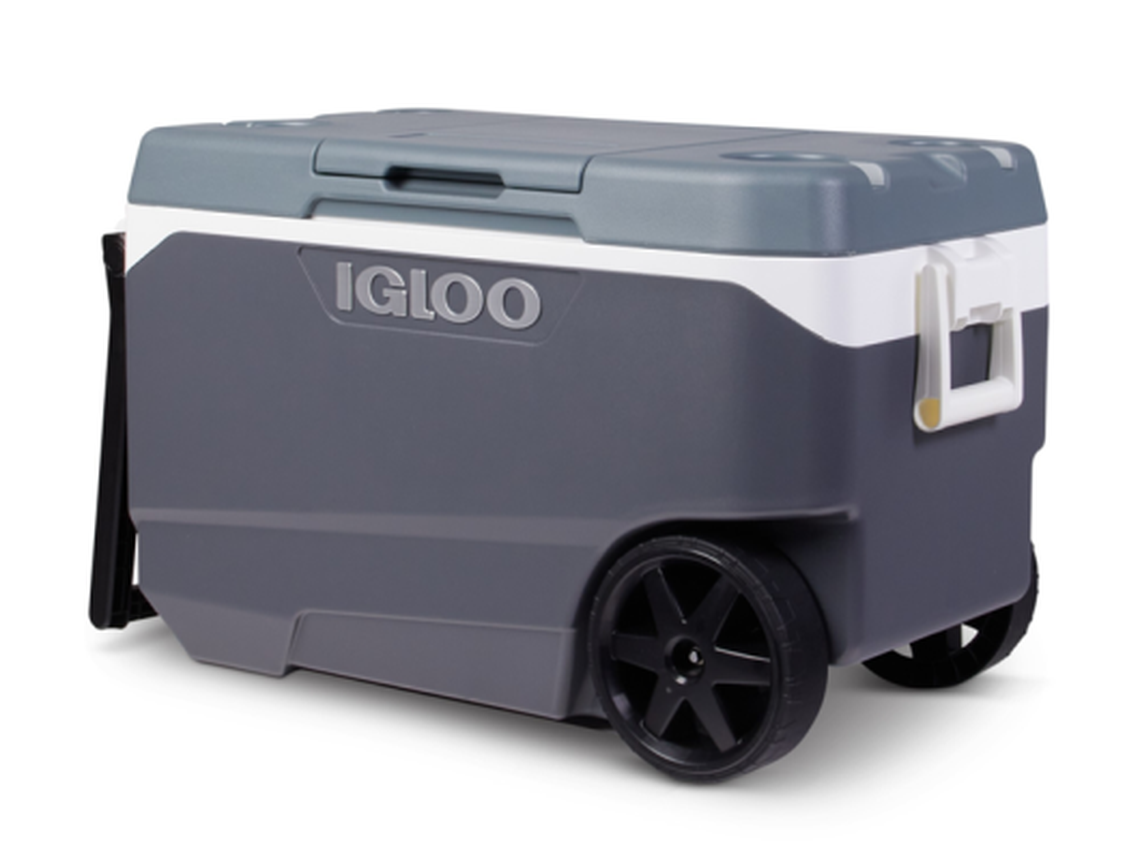 Igloo 90QT Flip & Tow Rolling Cooler in Tactical Gray Body and Deep Slate Stone