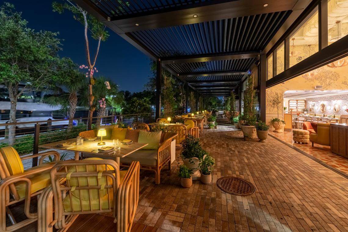 The outdoor patio at Elia, the new Southern Italian restaurant on the Miami River.