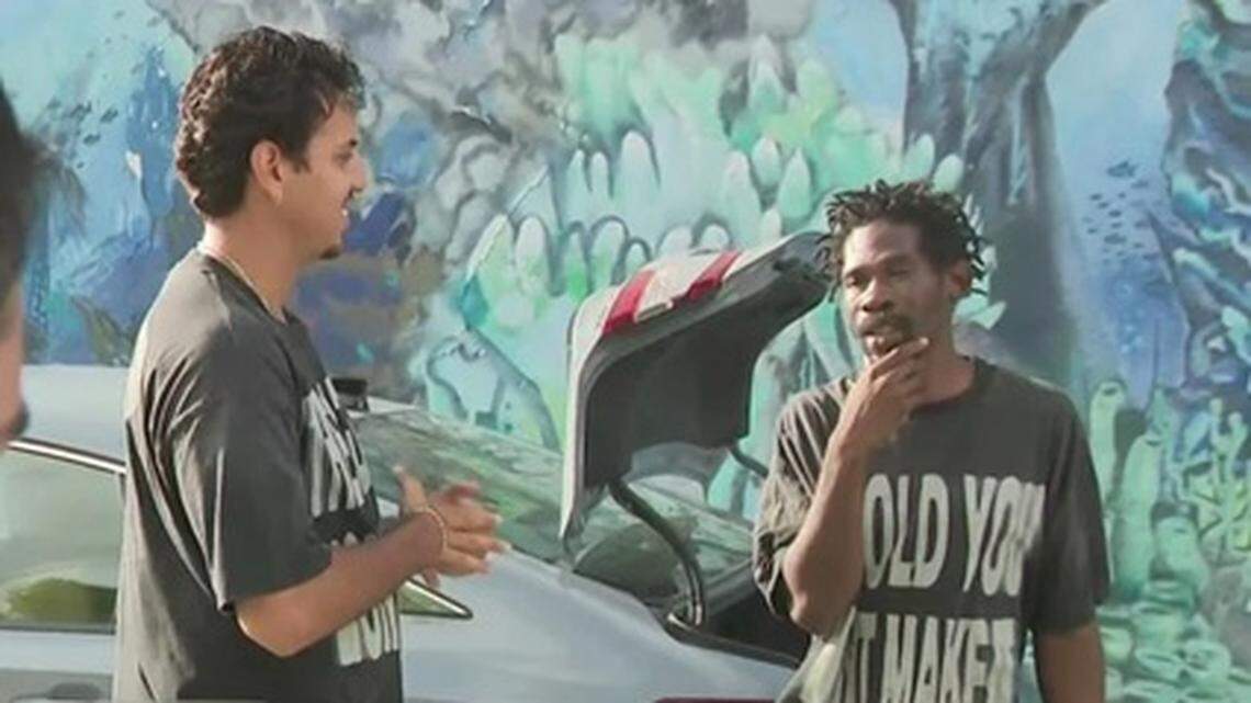 Viral moment between Miami fashion designer and homeless man changes their lives