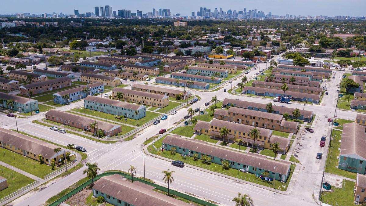 Aerial view of Liberty Square in Miami, Florida, on Monday, July 1, 2019. Liberty Square is one of the oldest public housing developments in the U.S. and is being redeveloped. It will eventually include 1,455 new units, from public housing to market-rate.