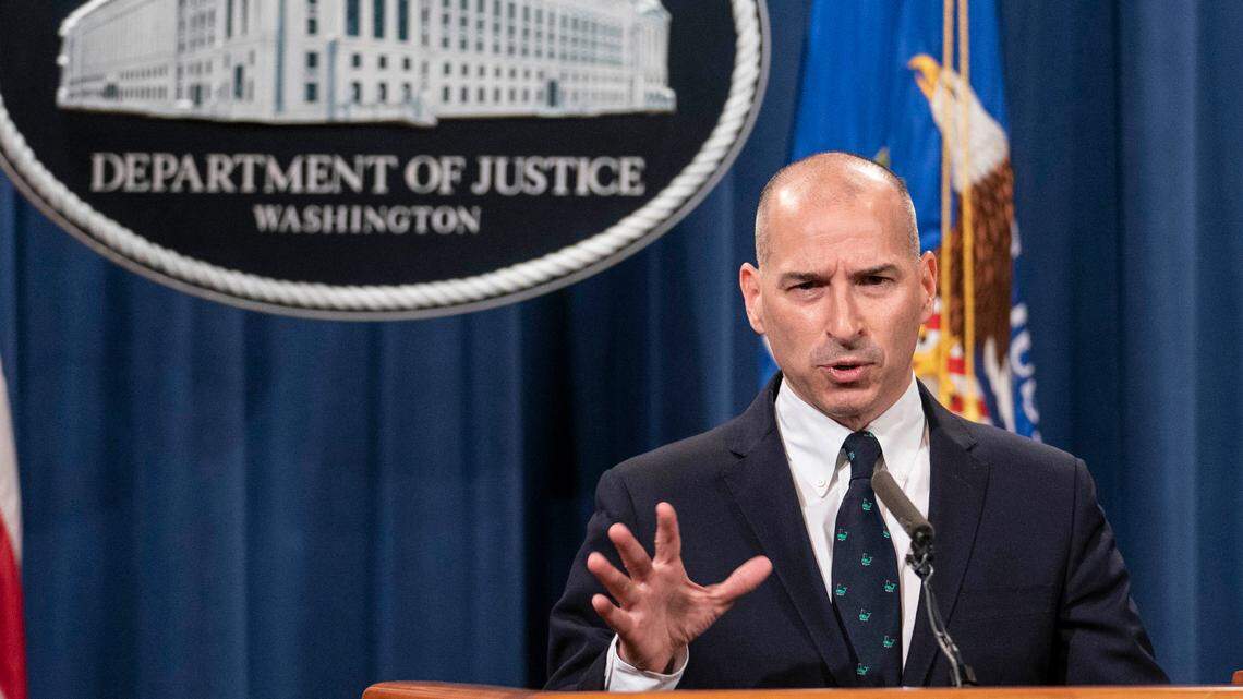 Acting U.S. Attorney Michael Sherwin, leading the investigation into Jan. 6 storming of the Capitol Building, speaks during a news conference.