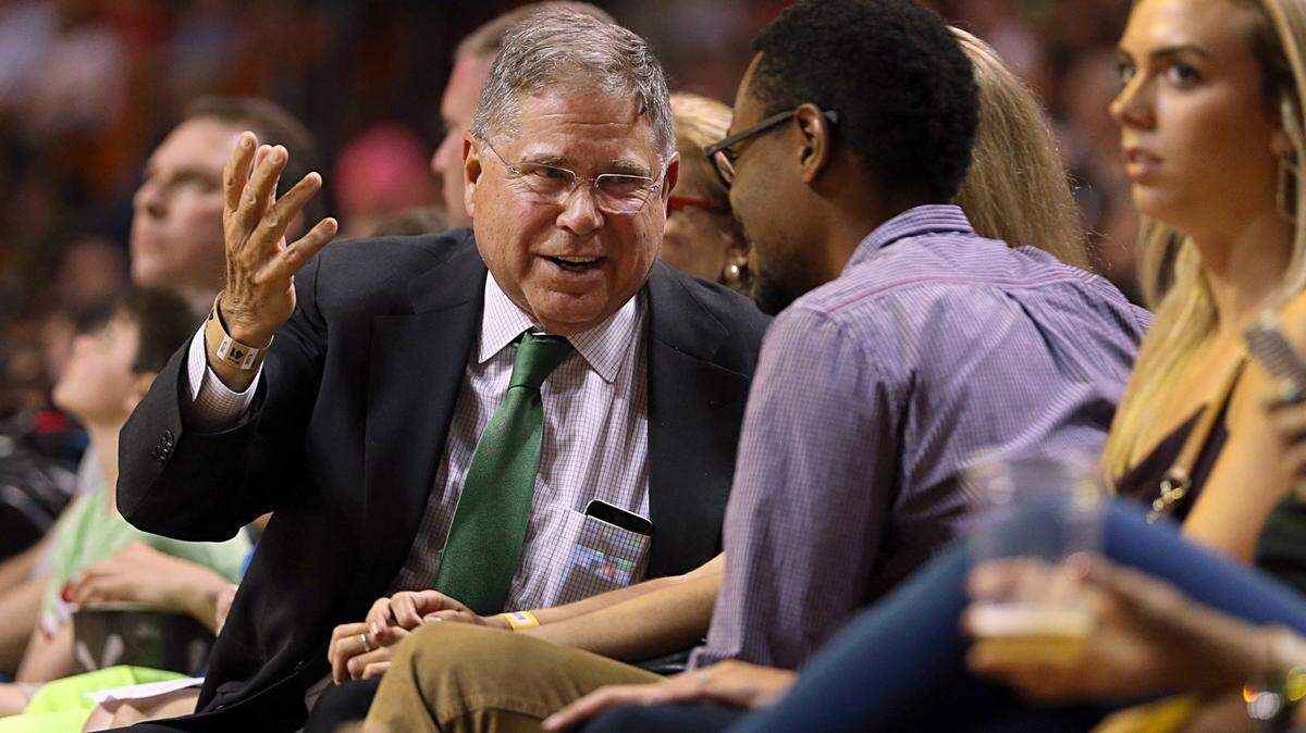 Alberto Ibarguen, president and CEO of the John S. and James L. Knight Foundation, attended the Miami Heat vs. Charlotte Hornets NBA game at AmericanAirlines Arena in Miami on April 7, 2015.