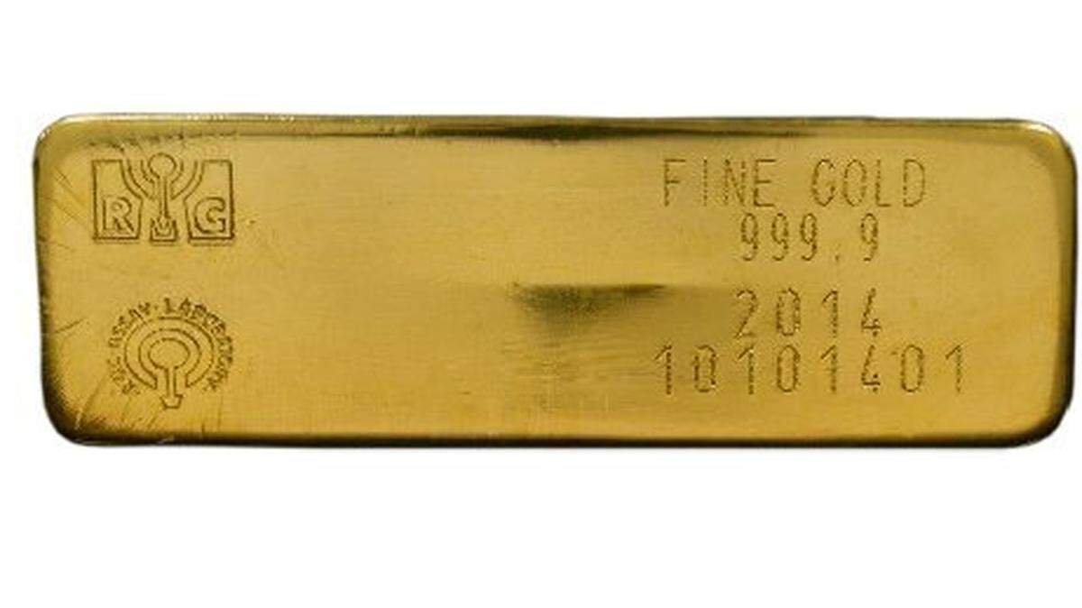 A gold bar produced by Republic Metals.
