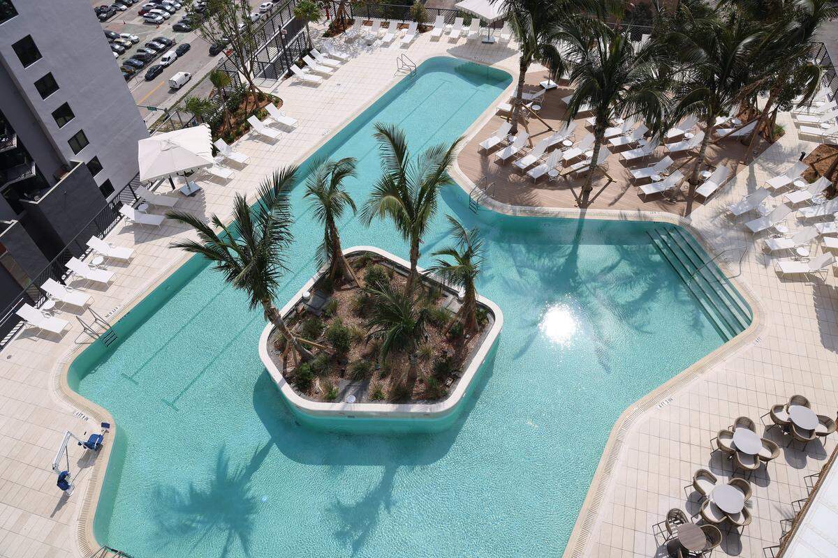 Pool deck at the Gale Hotel in Miami in May 2024.