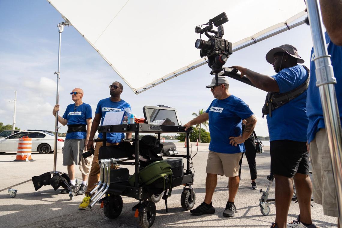 The crew films a scene outside NOMA Beach at Redfish. When putting together his crew, Herman looked for “a group of people that have fun when they’re working together, they’re friendly, and they’re helpful,” he said.