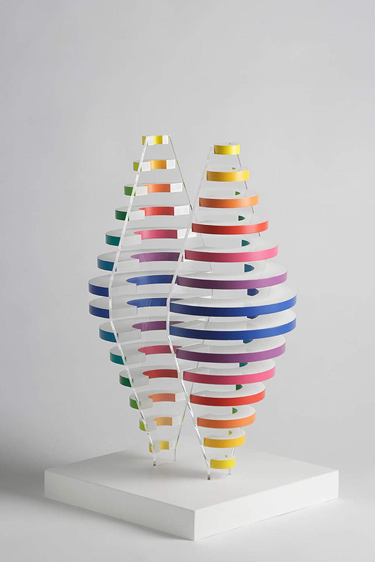 Artworks offered at the 2020 virtual Pinta fair include Martha Boto’s 1975 sculpture, “Demi conec avec anneaux de couleurs,” from Imaginart Gallery.