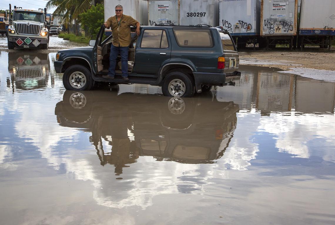 Ali Alvarez, vice president of Only Recycling, has been dealing with the flooded streets behind his warehouse for years. He says the city is ignoring the problem.