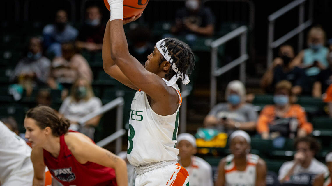 UM women hold FAU to 40 points below average, improve to 4-0 with 56-46 home win