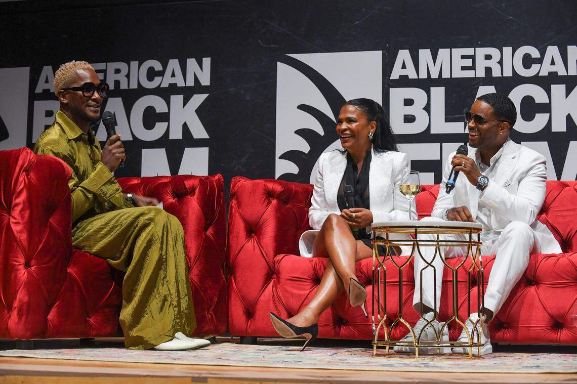 Love Jones co-stars Nia Long and Larenz Tate share a laugh with journalist and Access Hollywood co-host Scott Evans. The two reminisced with Evans about the film, its legacy and where their characters would be in 2025.