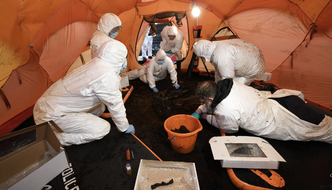 Police treated the area like a crime scene until it was discovered the remains were more than 2,000 years old.