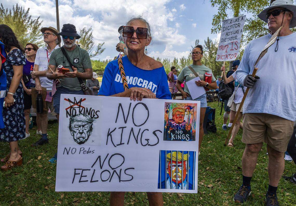 Kathy Sinnes was among a group of protesters.