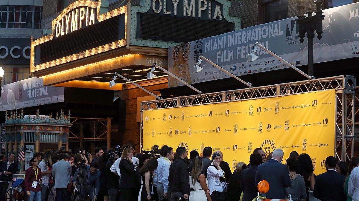 Crowds line up outside the Olympia Theater in downtown Miami for the opening night of the Miami Film Festival in March 2016. The festival will continue to screen films at the historic venue but is relocating the bulk of its screenings from Miami Beach to the Silverspot Cinema in downtown Miami.