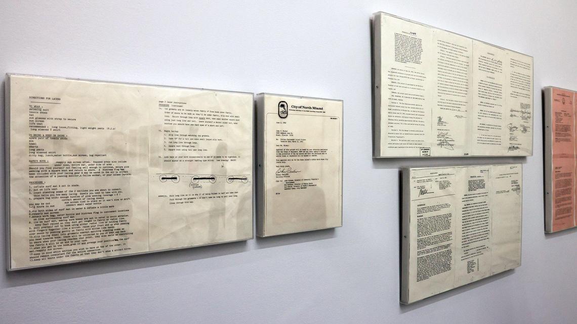 Letters and other documents from the “Surrounded Islands” conceptual art installation are on display for the upcoming exhibition at NSU Art Museum Fort Lauderdale. 