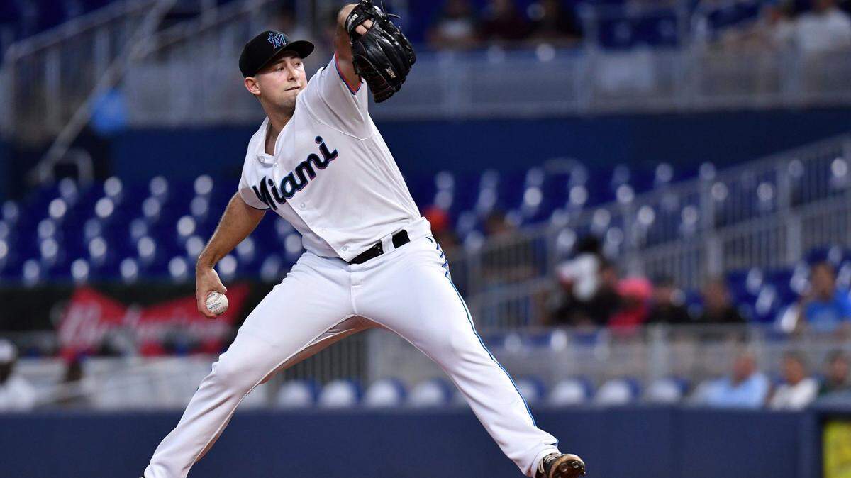 Miami Marlins pitcher Cody Poteet (72) delivers against the Washington Nationals during the first inning of a baseball game, Tuesday, May 17, 2022, in Miami.