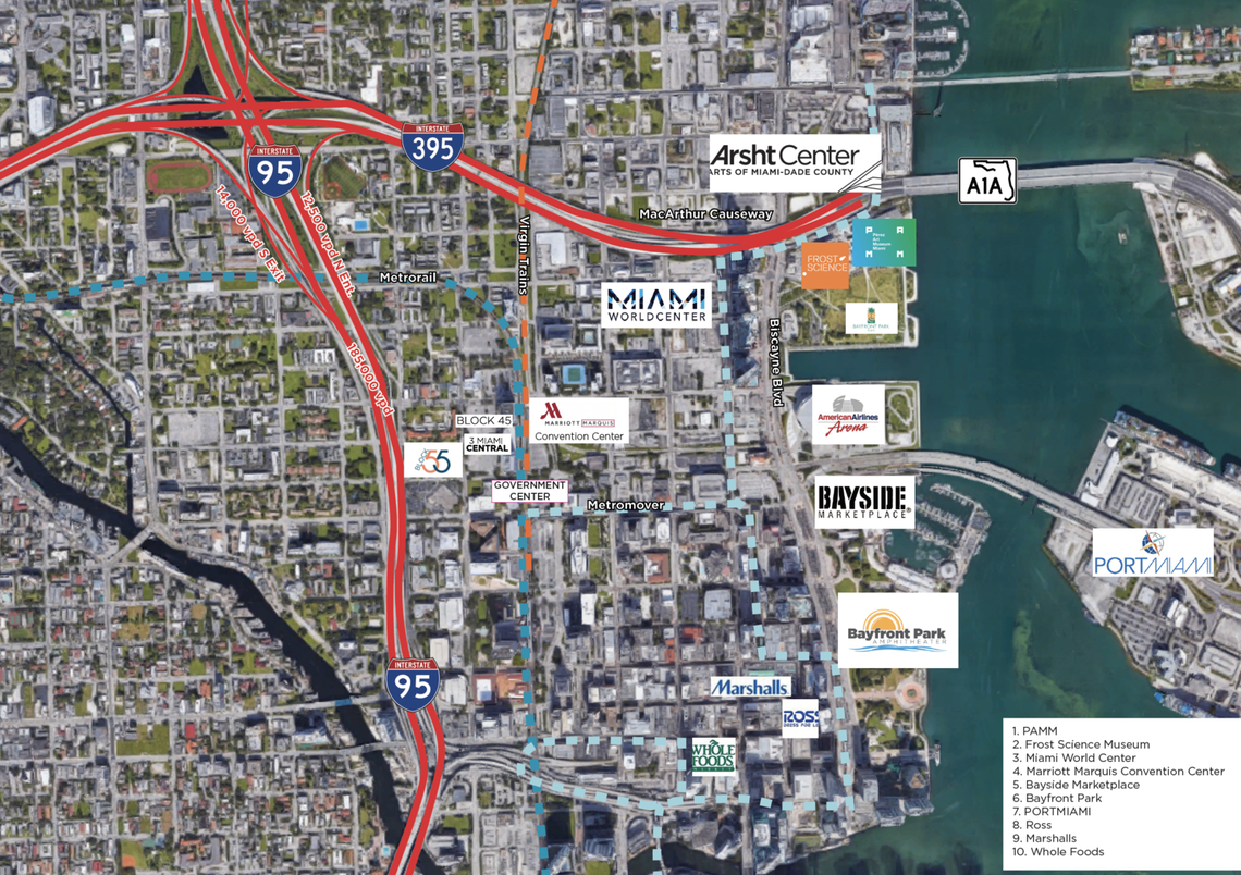 Block 55 at Sawyer’s Walk is a new venue coming to Miami’s Overtown community. This Block 55 map shows its proximity to other downtown Miami area landmarks like Bayside and Bayfront Park and the Arsht Center.