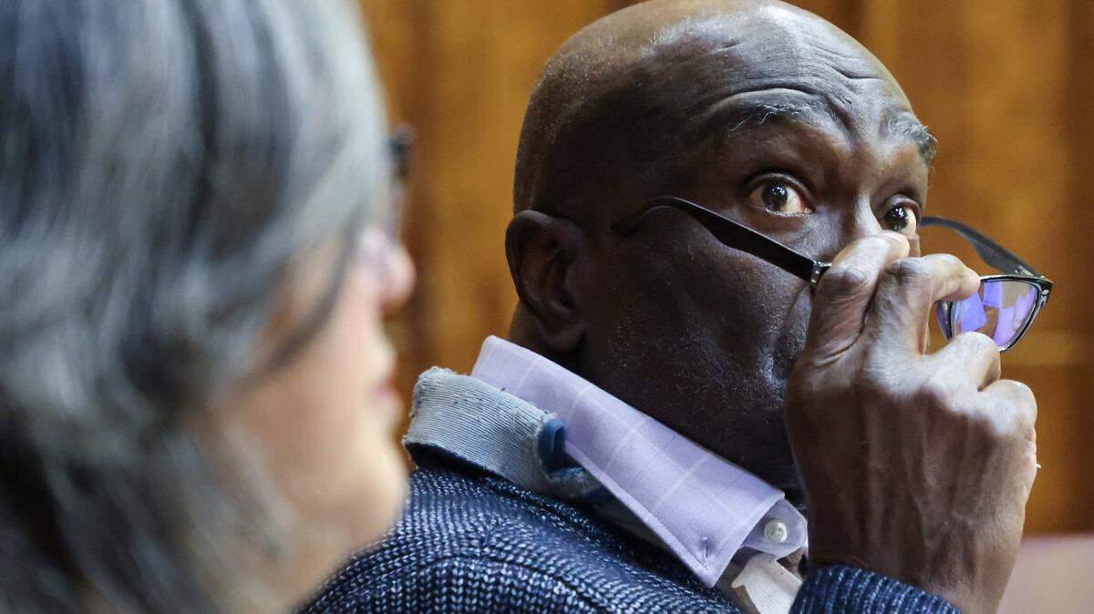 Harrel Braddy, convicted of leaving a 5-year-old girl in the Everglades to die in 1998, appears in court with his attorneys during jury selection on Monday, Jan. 5, 2026, in Miami, Florida. The girl was mauled to death by alligators.