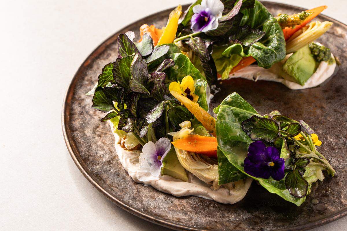 Rainbow carrot avocado salad at BH Prime, a new steakhouse in Bal Harbour.