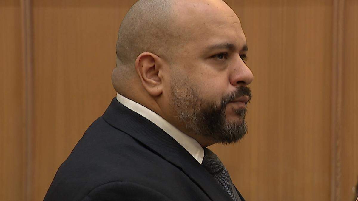 Homestead Police Officer Henry Quintero appears in court on Friday, May 29, 2026, as he pleads guilty to charges stemming from a hit-and-run crash that injured two women. 