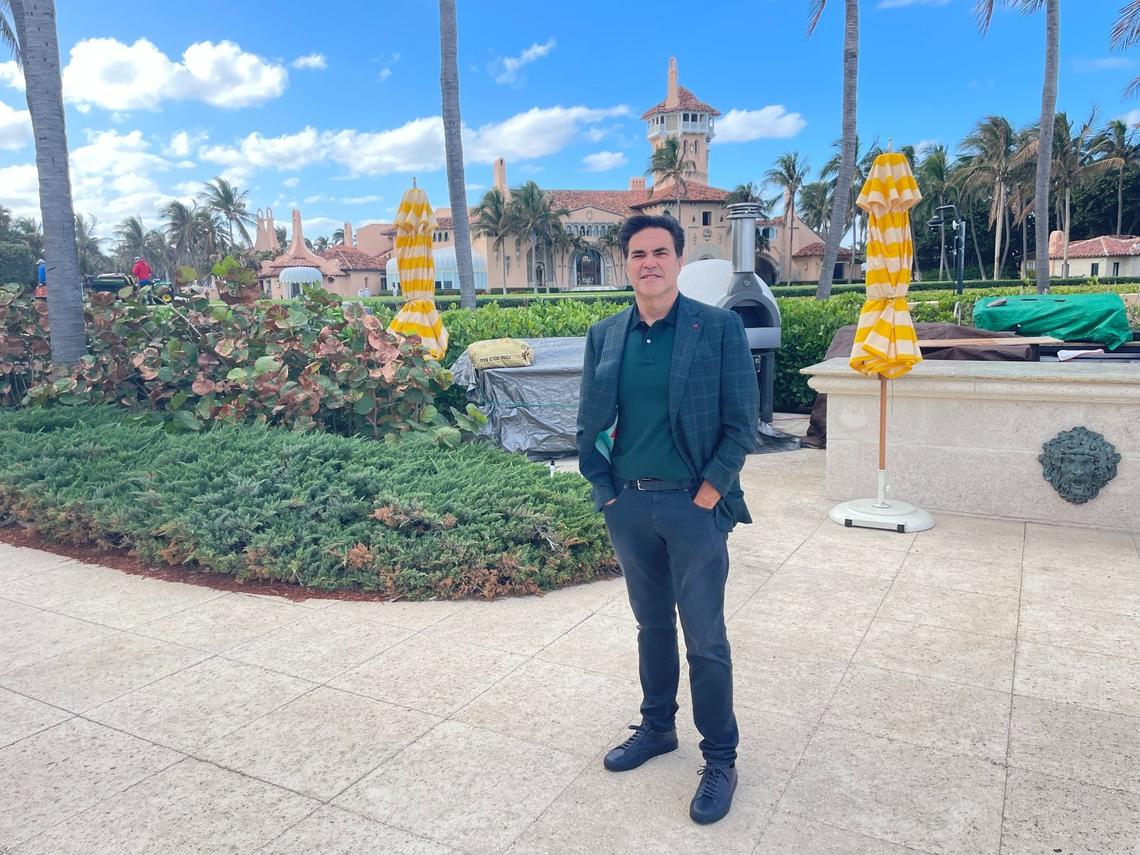 Felix Lasarte, a Miami-Dade lobbyist representing President-elect Donald J. Trump’s Doral resort, poses for a photo at Trump’s private club, Mar-a-Lago, on Thursday, Dec. 12, 2024.