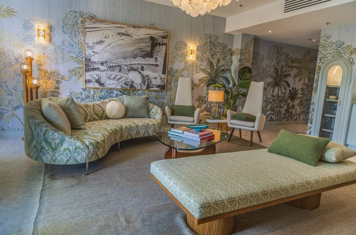 View of a “Private Suite” at the PS MIA, a luxury private terminal at Miami International Airport that allows commercial flight passengers to bypass the main airport crowds. Located at the historic former Pan American Airways headquarters (4900 NW 36th St), offers private TSA screening, Customs clearance, chef-prepared meals, spa services, and airfield transfers in a BMW, on Friday June 12, 2026.