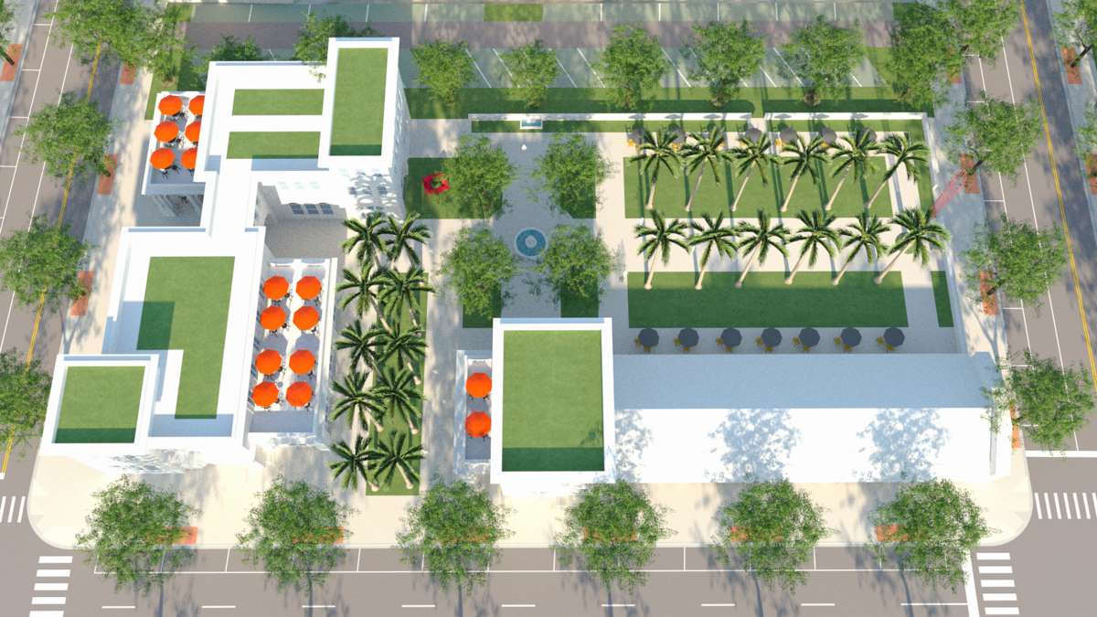 A preliminary proposal for one of the city-owned lots known as West Lots includes a small eco-hotel and a city market with food stalls.