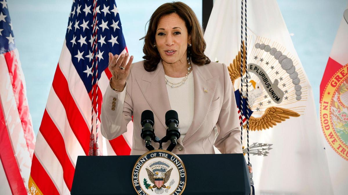Vice President Kamala Harris speaks about the Biden administration’s efforts to combat the climate crisis and build community resilience against extreme weather. The vice president visited the Rosenstiel School of Marine, Atmospheric and Earth Science on Key Biscayne, Friday, April 21, 2023.