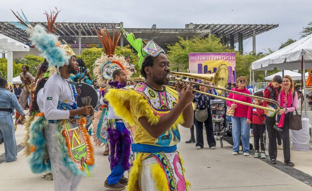 Kids and family enjoyed the opening performance the Junkanoo Band, during the Frost Science's free Family Fun Festival, celebrated at the Knight Plaza that included  interactive exhibits, live shows and live arts performances by the Junkanoo Band and Miami City ballet, among others, on Saturday, January 31, 2026.
