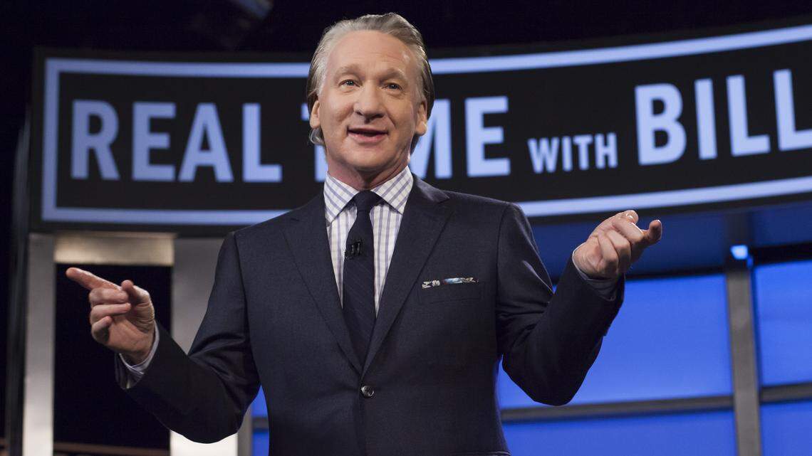 This April 8, 2016 photo released by HBO shows Bill Maher, host of “Real Time with Bill Maher,” during a broadcast of the show in Los Angeles.