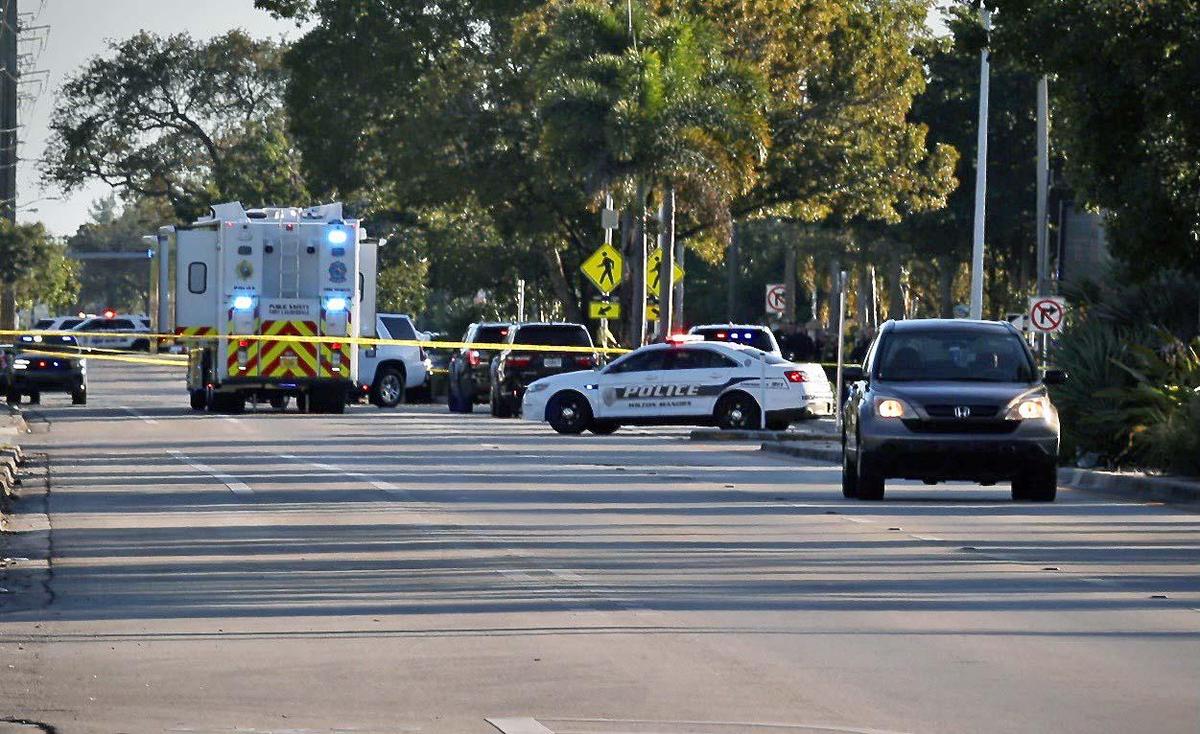 Accident scene at 2417 NW 9th Ave. in Wilton Manors, Florida, where two children were killed and four injured by a hit-and-run driver on Monday, December 27, 2021. A third child died nearly seven months later.