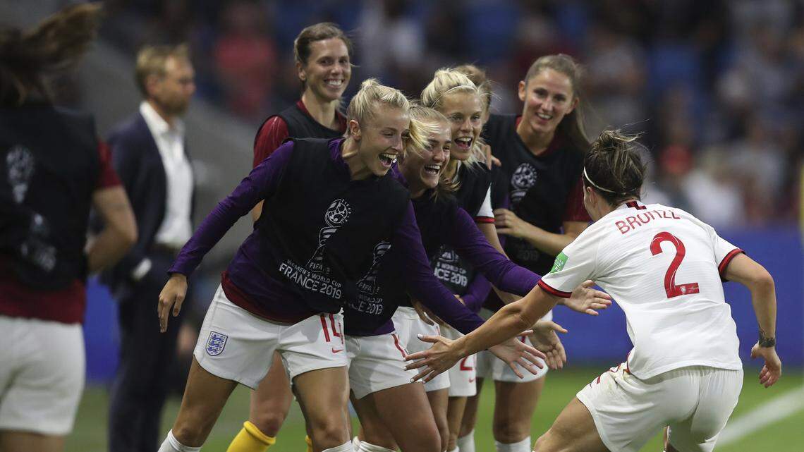 Watch Lucy Bronze’s goal of the tournament as England cruises to the semifinals