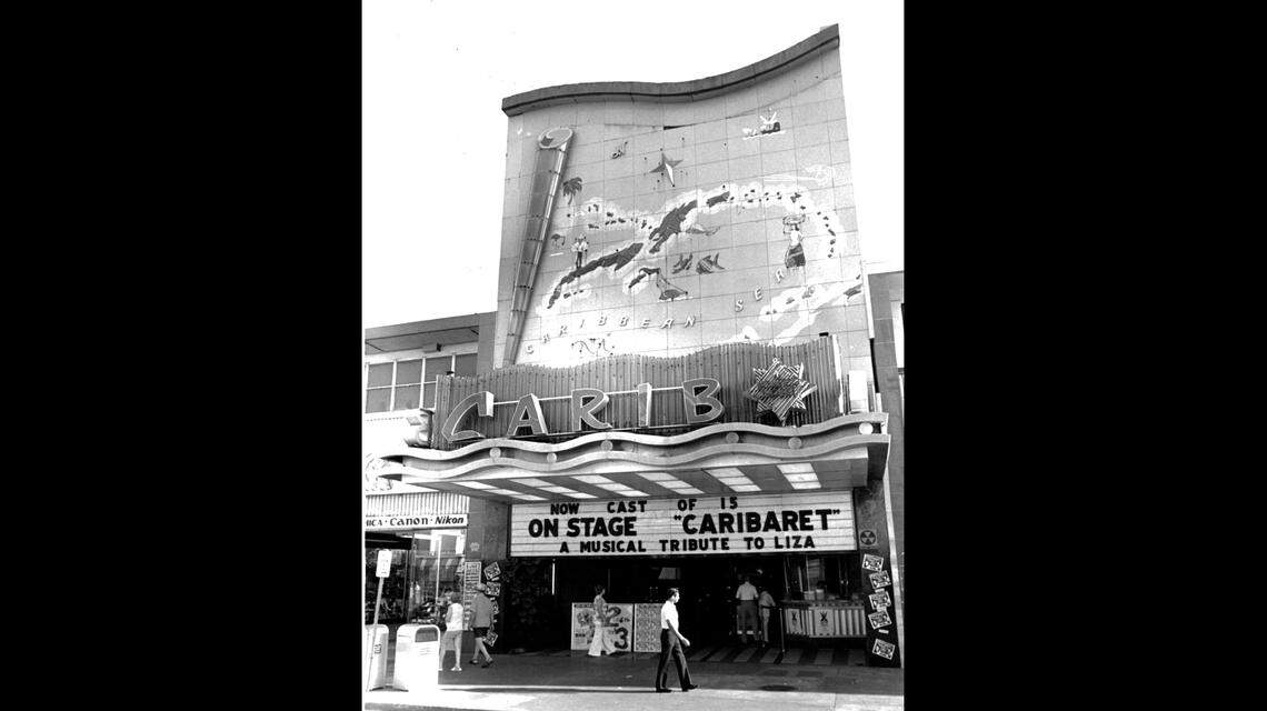 In this file photo dated March 1971, we see the former The Carib Theare on Lincoln Road. It’s sign featured a raised porcelain facade that revealed a colorful map of the Caribbean area, including the southernmost portion of Florida. The marquee, made of plexi-glass, simulated the rolling surf. The theater was designed by Architect Michael DeAngelis. Liza Minnelli would star in the film version of “Cabaret” in 1972.