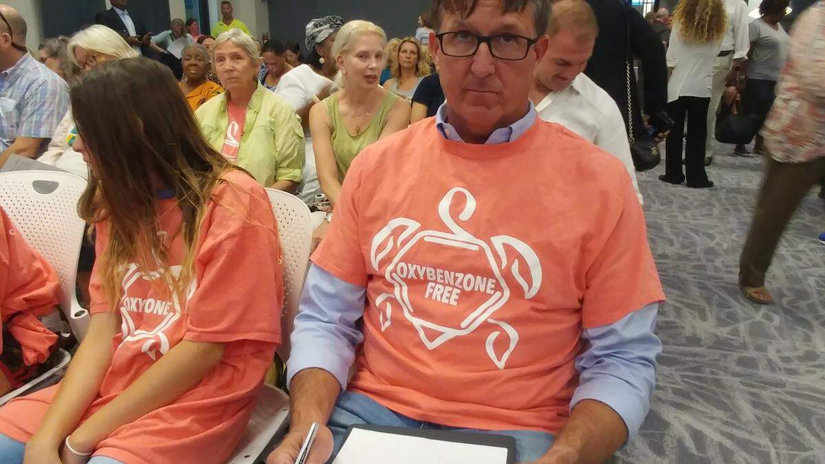 Key West locals in favor of the sunscreen ban filled Key West City Hall on Tuesday, Feb. 5, 2019.