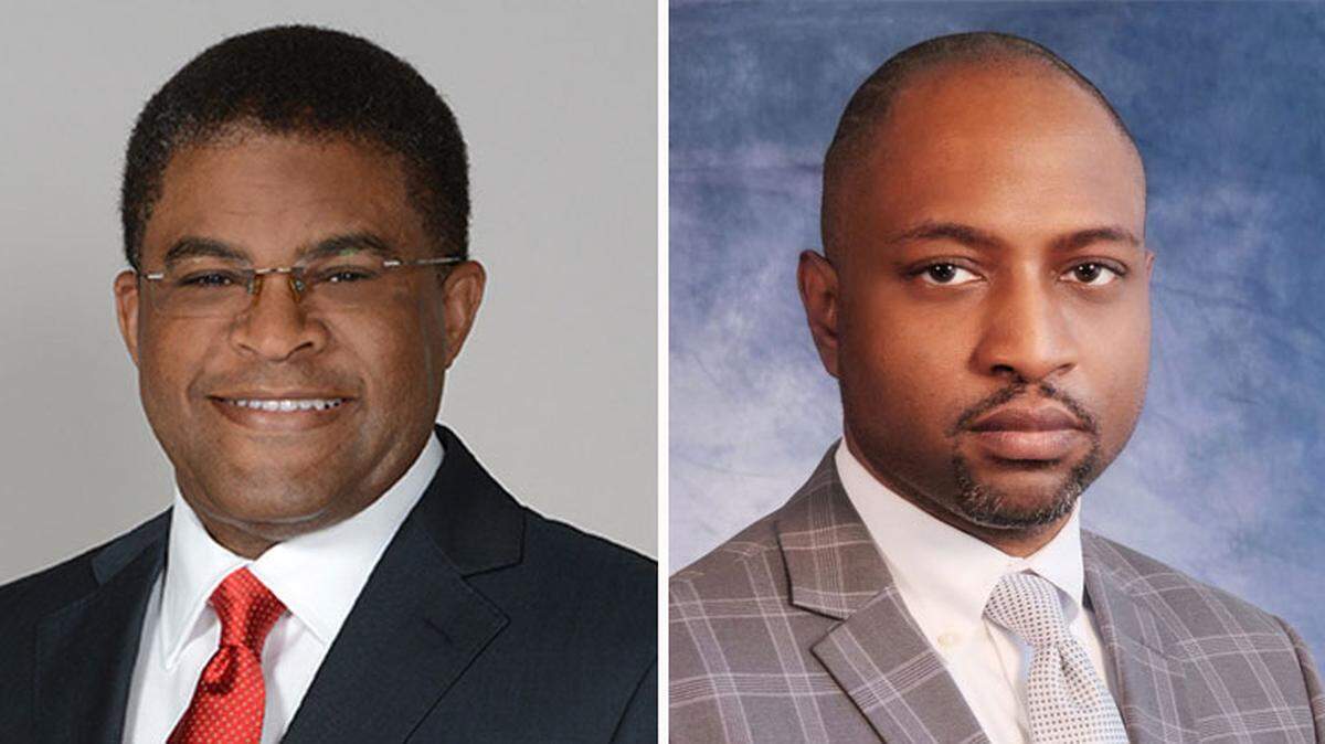 Interim Opa-locka City Manager James Wright, left, and former City Manager John Pate.