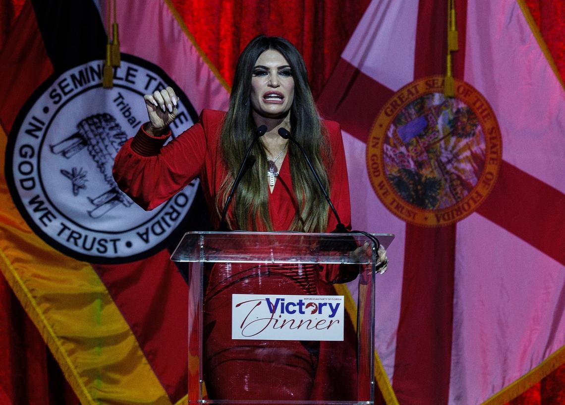 Kimberly Guilfoyle speaks at the Republican Party of Florida’s 2024 Victory Dinner, at the Seminole Hard Rock Hotel & Casino in Hollywood, Florida on Saturday, September 07, 2024.