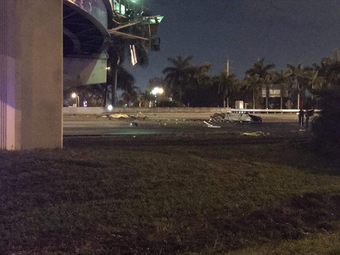 A young couple was killed in a fiery crash that happened around 2:30 a.m., with the car falling onto the southbound lanes of I-95.