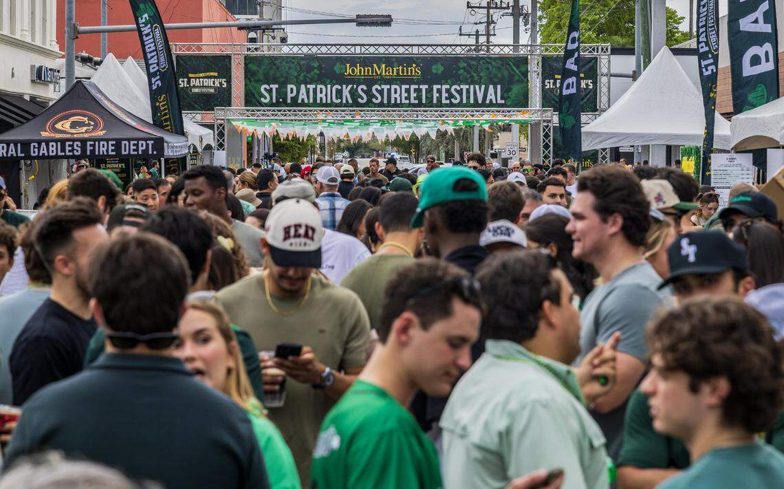 Attendees packed Salzedo Street during the 33rd annual John Martin's St. Patrick's Street Festival in Coral Gables, presented by John Martin's Irish Pub & Restaurant, on Saturday, March 14, 2026.