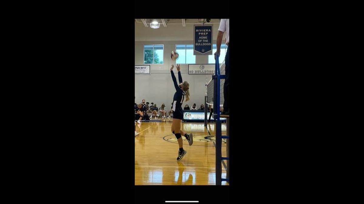 Alexandra Ragan, a junior at Riviera Preparatory School, is a standout in valleyball, above, and golf.