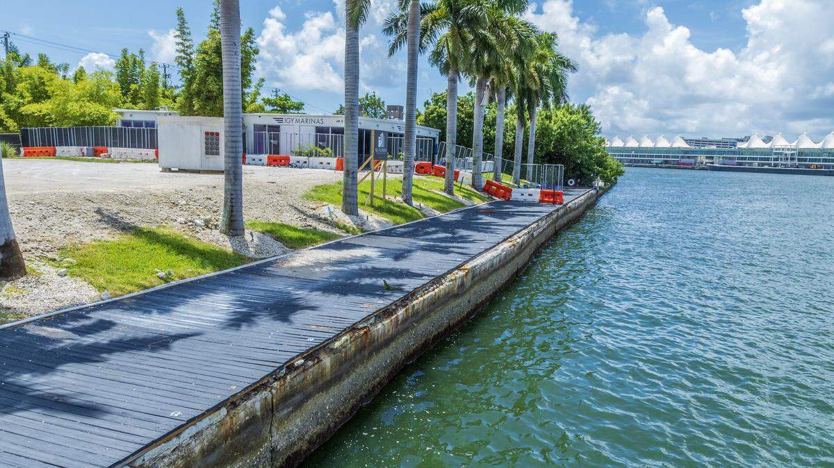A view of part of the seawall that will be redone by BH3 Merrimac, the developer that plans to build luxury high-rise hotel and condo towers on the south side of Watson Island in Miami, on Wednesday, July 31, 2024.
