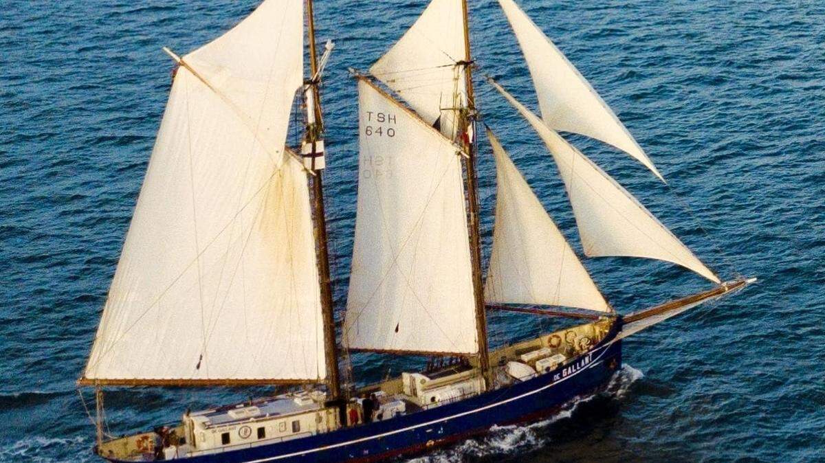 The De Gallant, a French cargo sailboat, is underway in this undated photo posted on the Facebook page of its owner, the Blue Schooner Company. The ship sank off the Bahamas on Tuesday, May 21, 2024, en route to Europe from Colombia, according to the U.S. Coast Guard and the company.