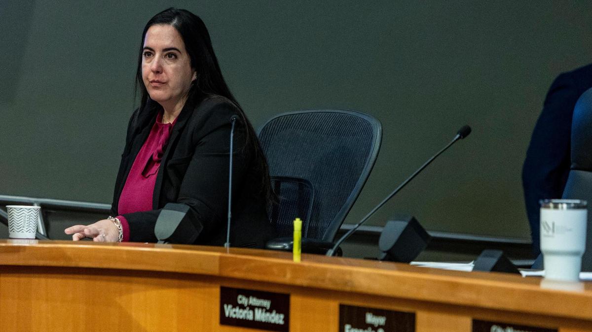Miami City Attorney Victoria Méndez listens to public comment during the commission meeting on Jan. 11, 2024.